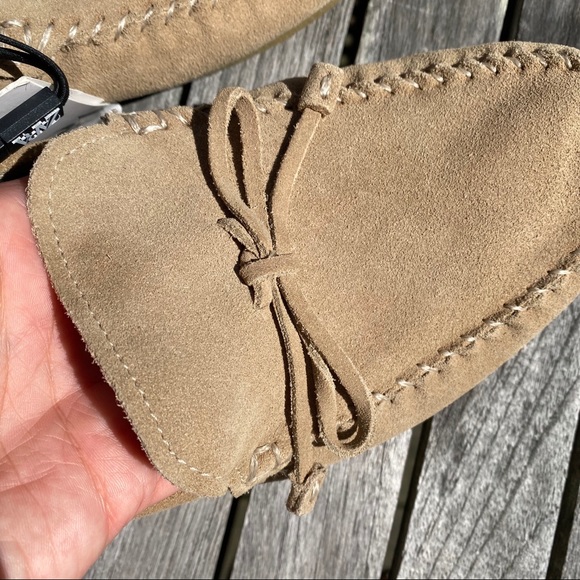 🍂 ZARA TAN SUEDE LEATHER STITCHED MOCCASINS! - Picture 6 of 16